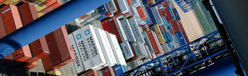 International freight shipping containers on the quayside